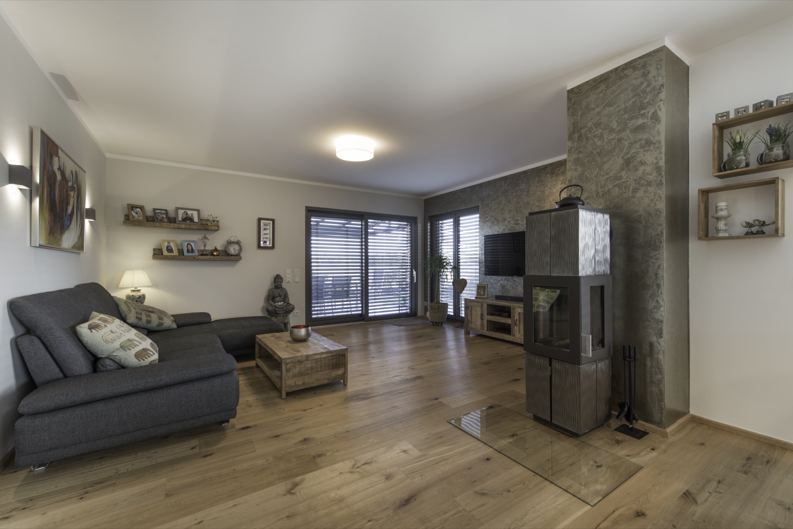 Einfamilienhaus Linter – Wohnzimmer mit Kaminofen